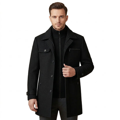 Herren-Wollmantel mit innerer Reißverschlussschicht-Jackets for men-Alpenkind