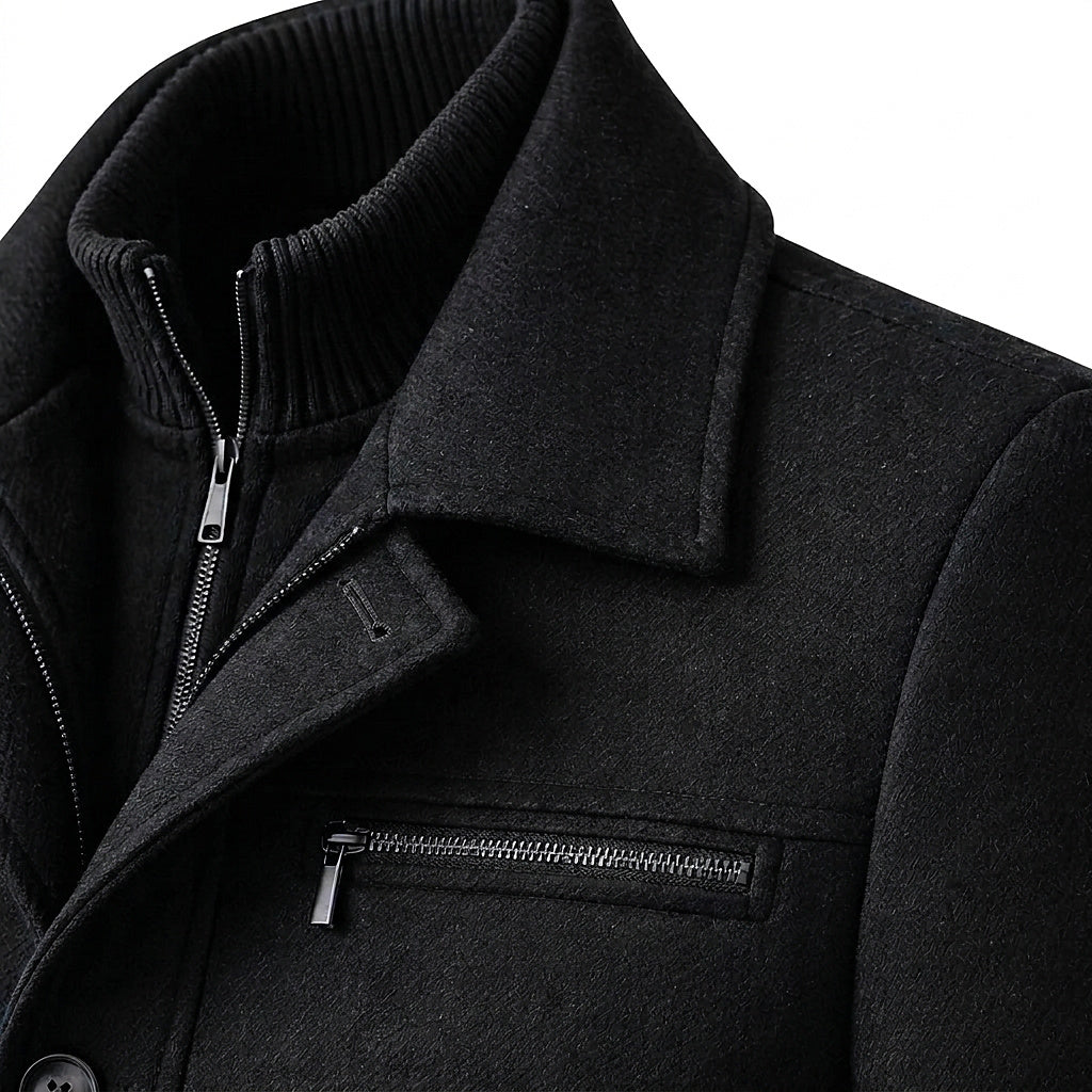 Herren-Wollmantel mit innerer Reißverschlussschicht-Jackets for men-Alpenkind