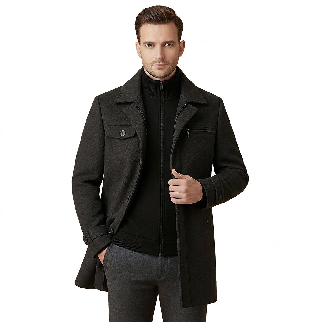 Herren-Wollmantel mit innerer Reißverschlussschicht-Jackets for men-Alpenkind