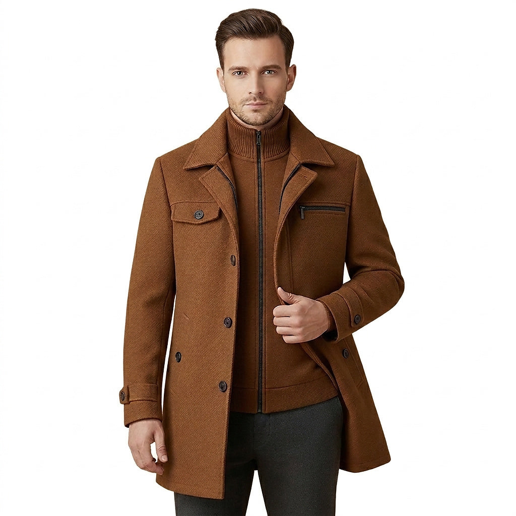 Herren-Wollmantel mit innerer Reißverschlussschicht-Jackets for men-Alpenkind