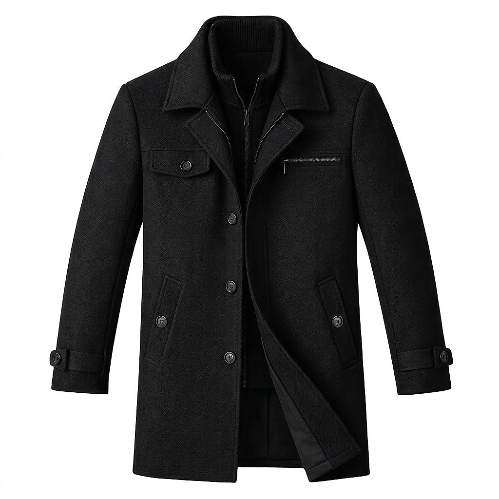 Herren-Wollmantel mit innerer Reißverschlussschicht-Jackets for men-Alpenkind