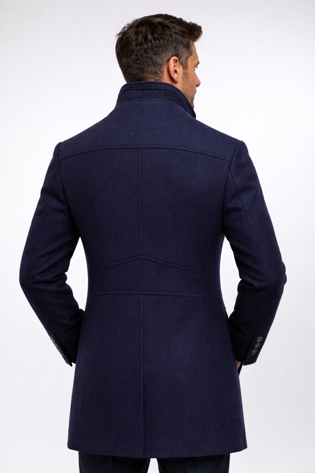 Herren-Wollmischmantel mit Steppfutter und Stehkragen-Coats for men-Alpenkind