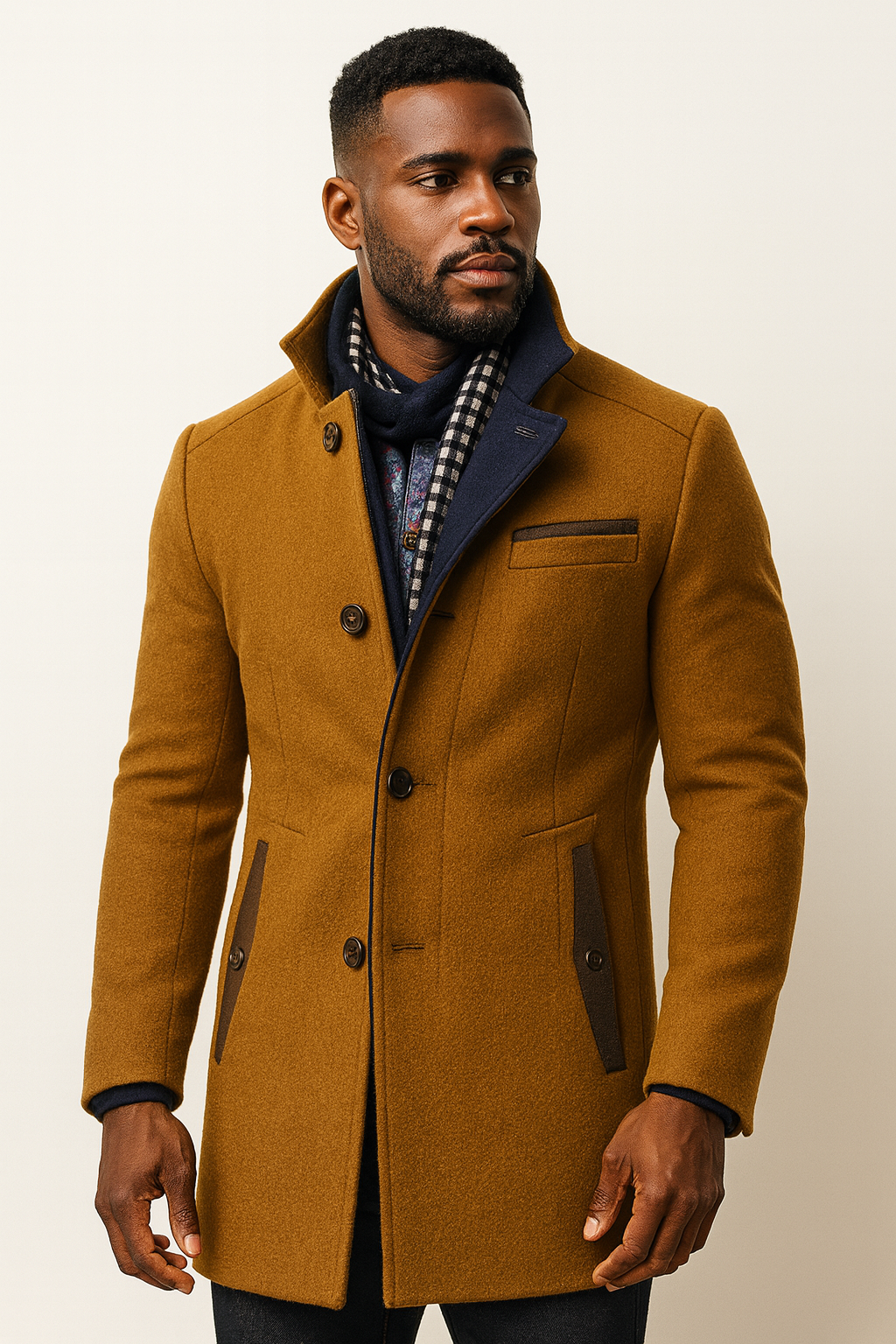Herren-Wollmischmantel mit Steppfutter und Stehkragen-Coats for men-Alpenkind
