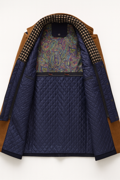Herren-Wollmischmantel mit Steppfutter und Stehkragen-Coats for men-Alpenkind