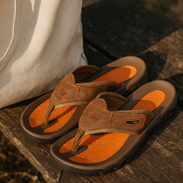 Herren-Zehentrenner-Sandalen mit breiten Riemen und profilierter Sohle-Footwear for men-Alpenkind