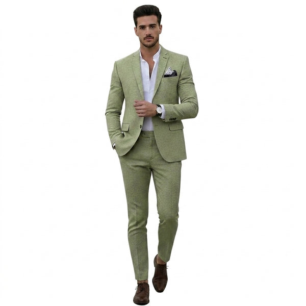 Herren-Zweiteiler mit strukturiertem Blazer und schmal geschnittener Hose-Sets for Men-Alpenkind