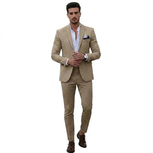 Herren-Zweiteiler mit strukturiertem Blazer und schmal geschnittener Hose-Sets for Men-Alpenkind