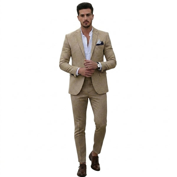 Herren-Zweiteiler mit strukturiertem Blazer und schmal geschnittener Hose-Sets for Men-Alpenkind