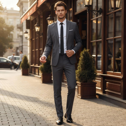 Herren Zweiteiliger Anzug mit Einreihigem Sakko und Geradem Hosenbein-Shirts for men-Alpenkind