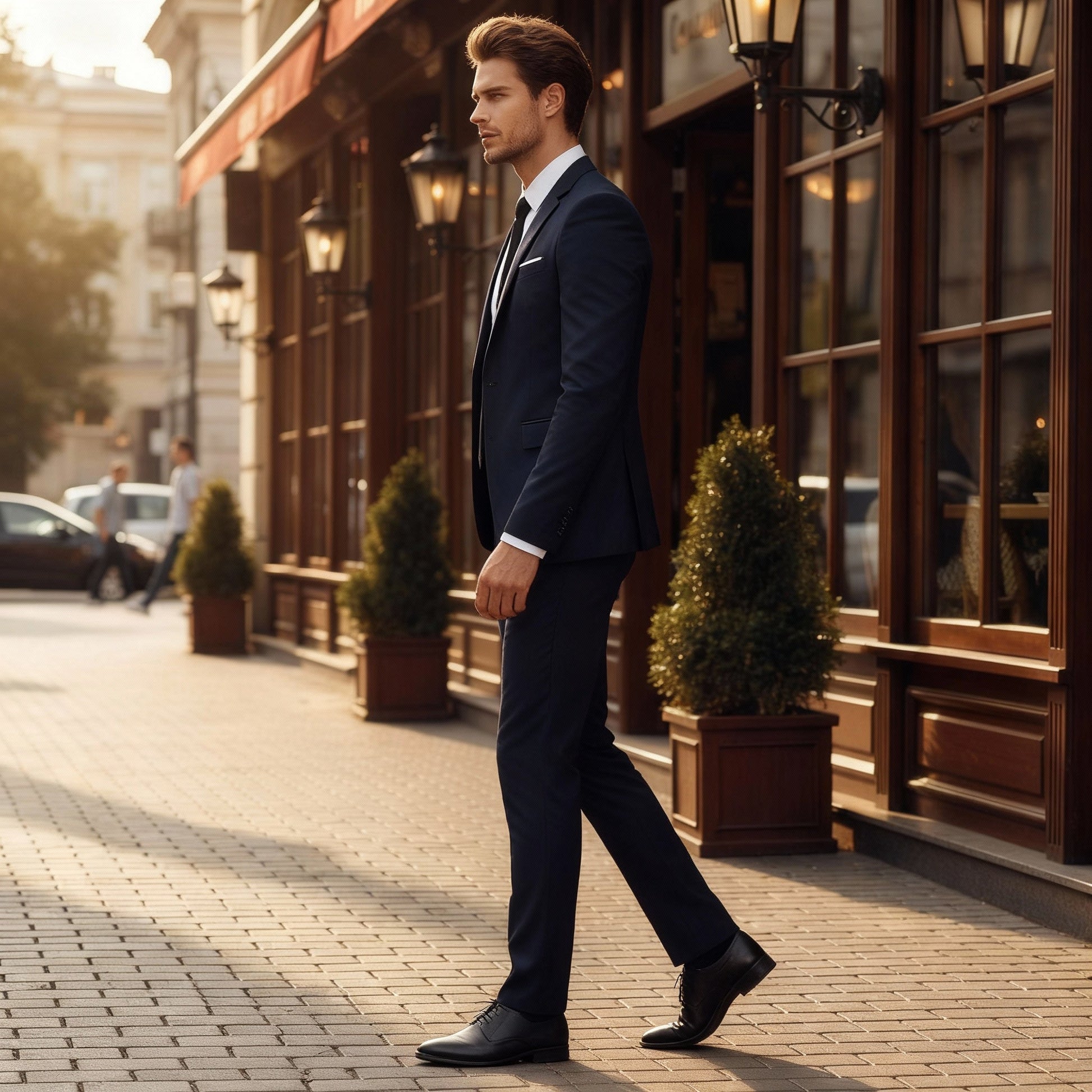 Herren Zweiteiliger Anzug mit Einreihigem Sakko und Geradem Hosenbein-Shirts for men-Alpenkind