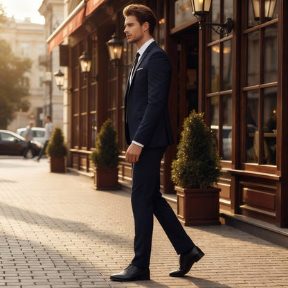 Herren Zweiteiliger Anzug mit Einreihigem Sakko und Geradem Hosenbein-Shirts for men-Alpenkind