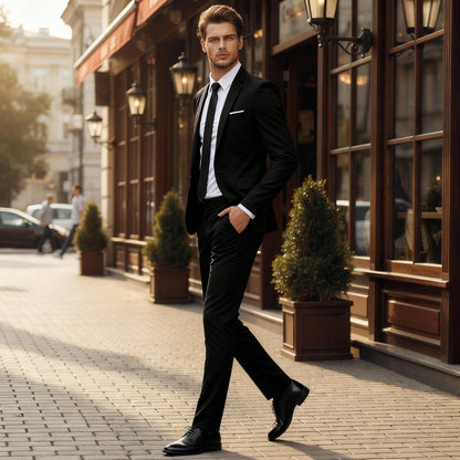 Herren Zweiteiliger Anzug mit Einreihigem Sakko und Geradem Hosenbein-Shirts for men-Alpenkind