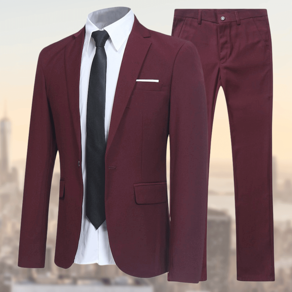 Herren Zweiteiliger Anzug mit Einreihigem Sakko und Geradem Hosenbein-Shirts for men-Alpenkind