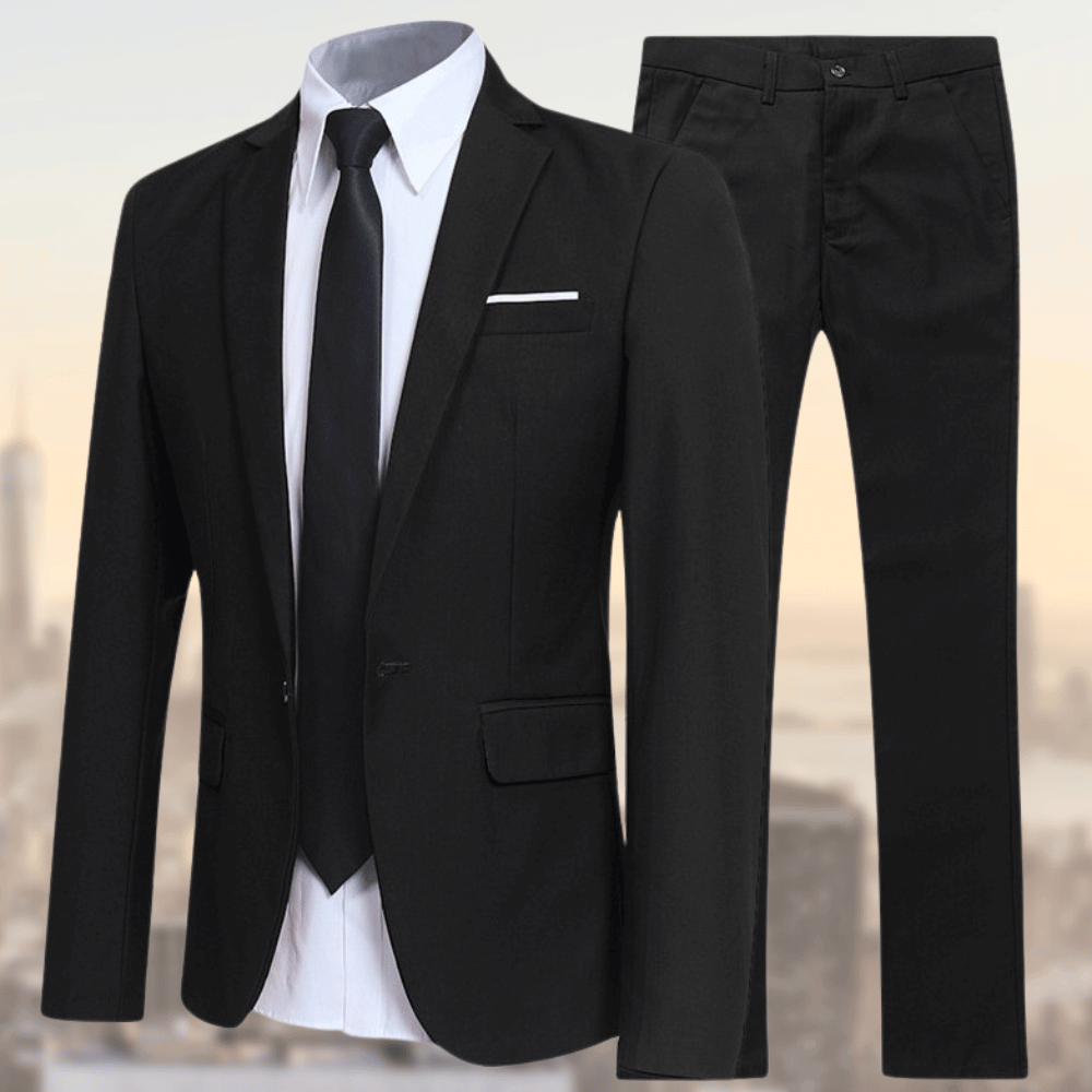 Herren Zweiteiliger Anzug mit Einreihigem Sakko und Geradem Hosenbein-Shirts for men-Alpenkind