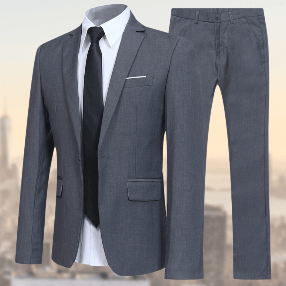 Herren Zweiteiliger Anzug mit Einreihigem Sakko und Geradem Hosenbein-Shirts for men-Alpenkind