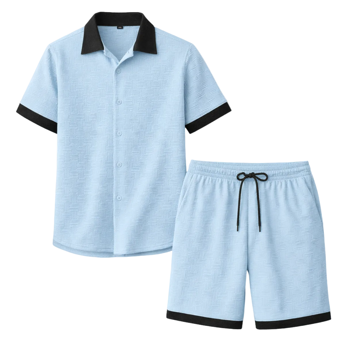 Herren zweiteiliges Set mit Kurzarmhemd mit Knopfleiste und Shorts mit elastischem Bund und Kordelzug-Shirts for men-Alpenkind