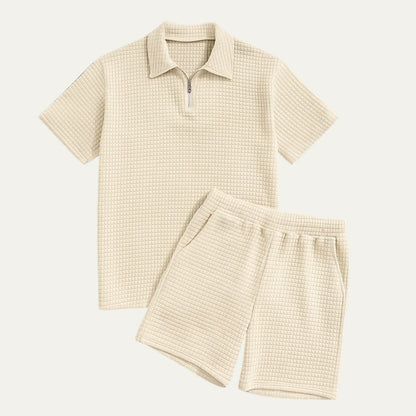 Herren Zweiteiliges Set mit Kurzarmshirt und Shorts mit Struktur-Shirts for men-Alpenkind