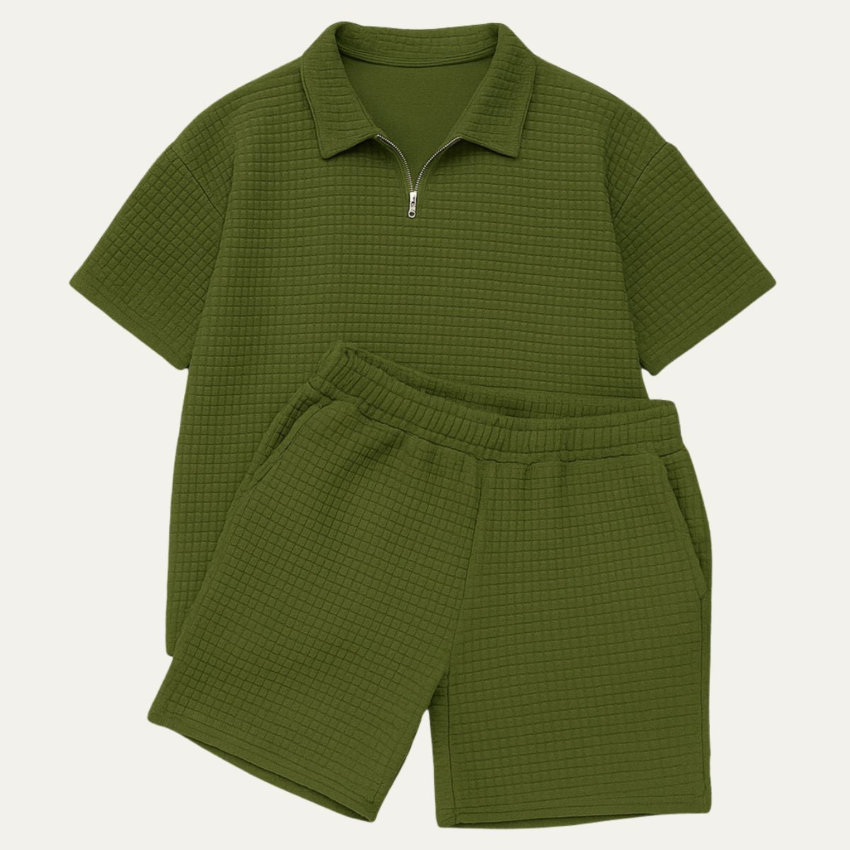 Herren Zweiteiliges Set mit Kurzarmshirt und Shorts mit Struktur-Shirts for men-Alpenkind