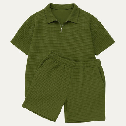 Herren Zweiteiliges Set mit Kurzarmshirt und Shorts mit Struktur-Shirts for men-Alpenkind