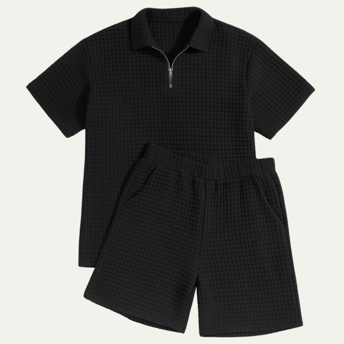 Herren Zweiteiliges Set mit Kurzarmshirt und Shorts mit Struktur-Shirts for men-Alpenkind