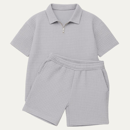 Herren Zweiteiliges Set mit Kurzarmshirt und Shorts mit Struktur-Shirts for men-Alpenkind