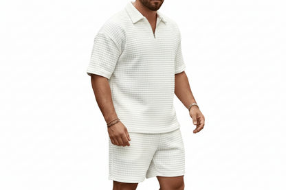 Herren Zweiteiliges Set mit Kurzarmshirt und Shorts mit Struktur-Shirts for men-Alpenkind