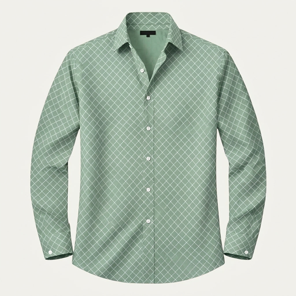 Herrenhemd mit geometrischem Muster und langen Ärmeln-Shirts for men-Alpenkind