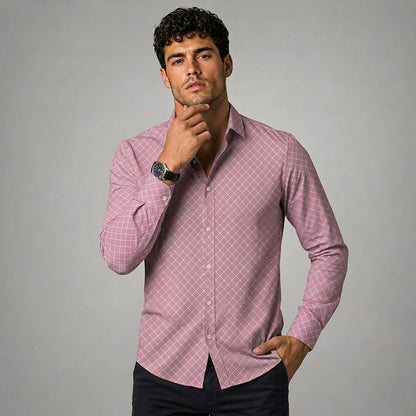 Herrenhemd mit geometrischem Muster und langen Ärmeln-Shirts for men-Alpenkind