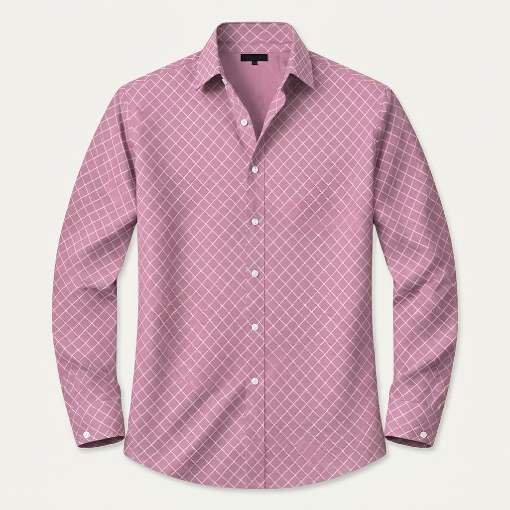 Herrenhemd mit geometrischem Muster und langen Ärmeln-Shirts for men-Alpenkind