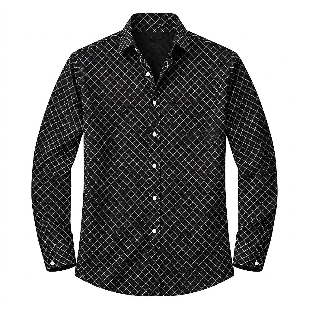 Herrenhemd mit geometrischem Muster und langen Ärmeln-Shirts for men-Alpenkind