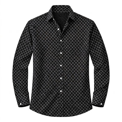Herrenhemd mit geometrischem Muster und langen Ärmeln-Shirts for men-Alpenkind