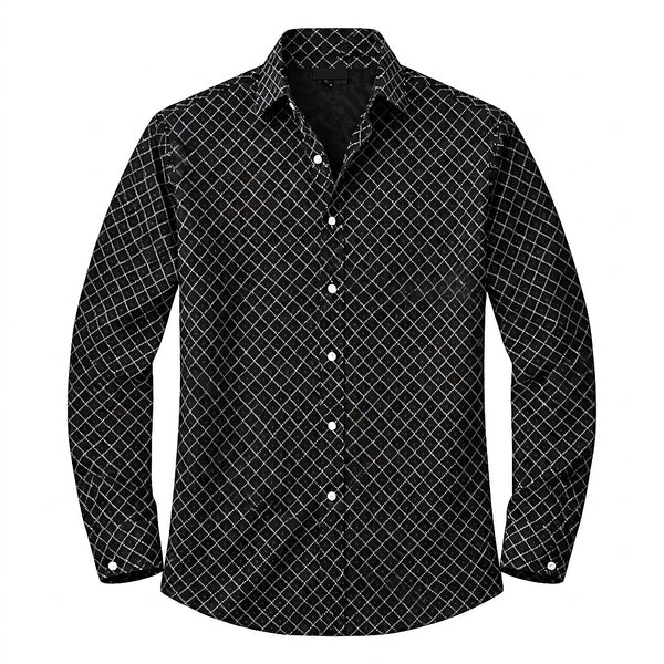 Herrenhemd mit geometrischem Muster und langen Ärmeln-Shirts for men-Alpenkind