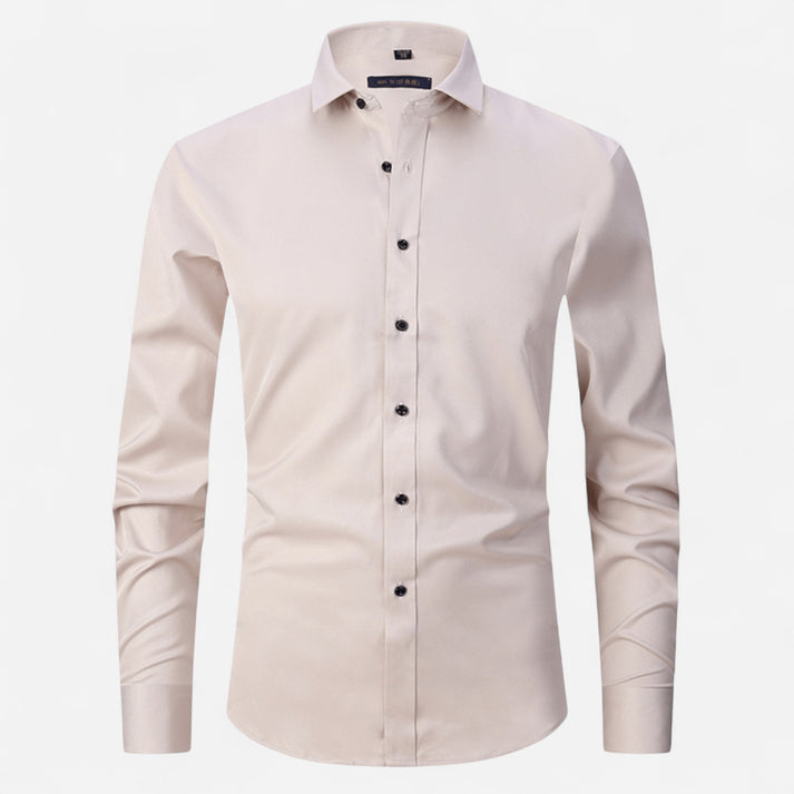 Herrenhemd mit langen Ärmeln, Kragen und durchgehender Knopfleiste-Alpenkind