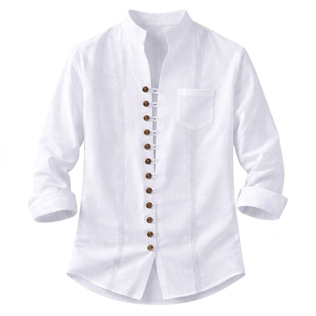 Herrenhemd mit Stehkragen und durchgehender Knopfleiste-Shirts for men-Alpenkind