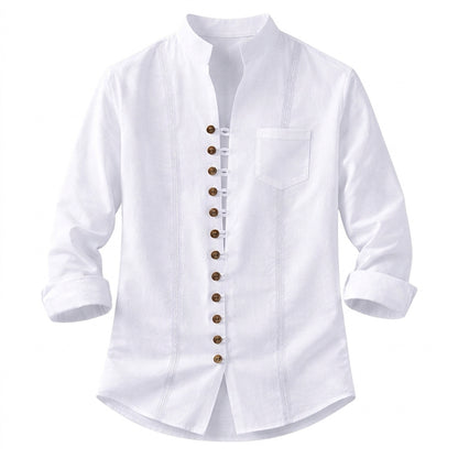 Herrenhemd mit Stehkragen und durchgehender Knopfleiste-Shirts for men-Alpenkind