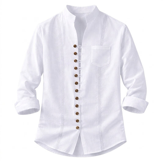 Herrenhemd mit Stehkragen und durchgehender Knopfleiste-Shirts for men-Alpenkind