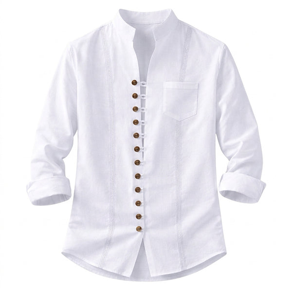 Herrenhemd mit Stehkragen und durchgehender Knopfleiste-Shirts for men-Alpenkind