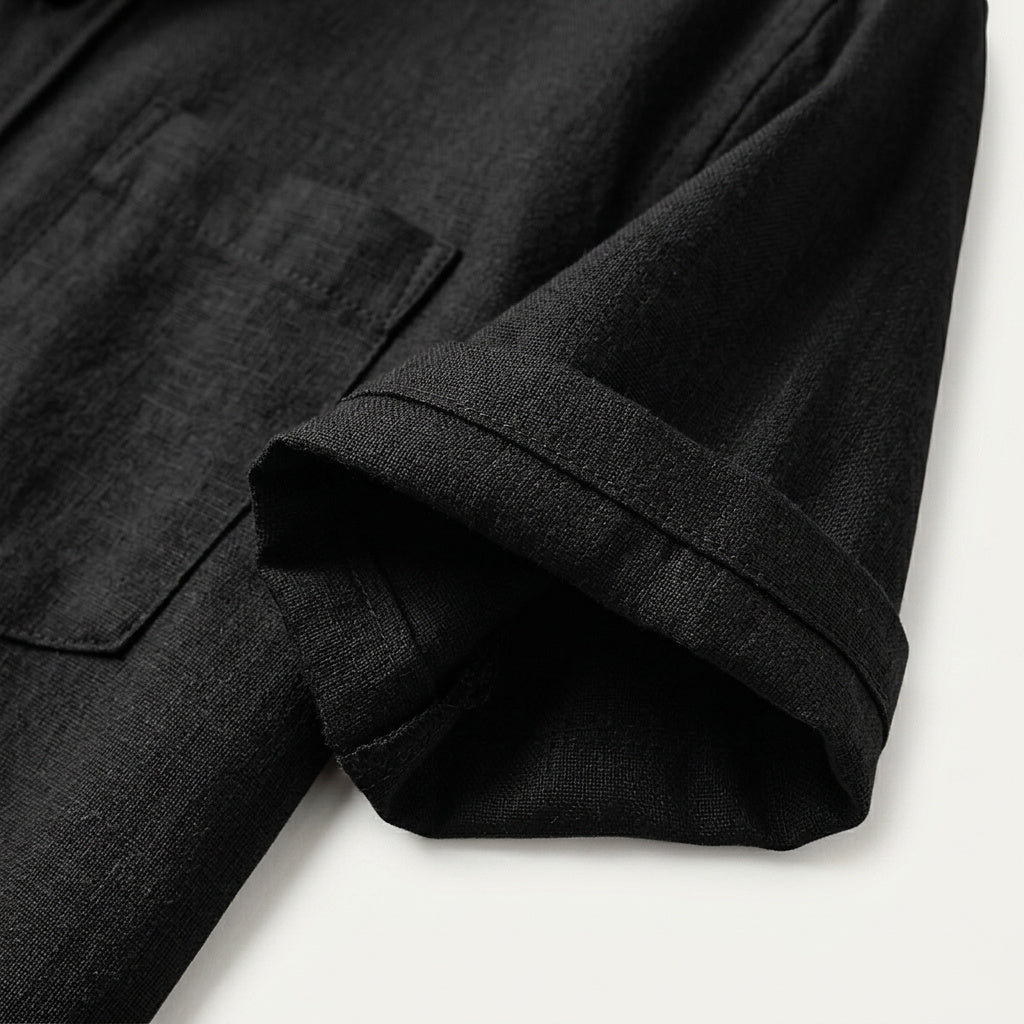Herrenhemd mit Stehkragen und kurzen Ärmeln-Shirts for men-Alpenkind