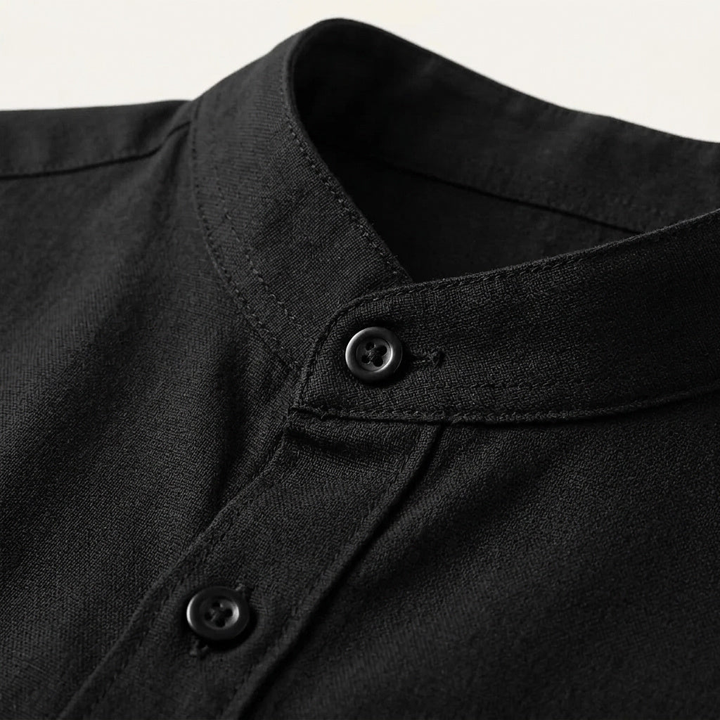 Herrenhemd mit Stehkragen und kurzen Ärmeln-Shirts for men-Alpenkind