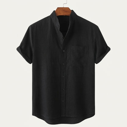 Herrenhemd mit Stehkragen und kurzen Ärmeln-Shirts for men-Alpenkind