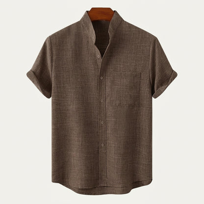 Herrenhemd mit Stehkragen und kurzen Ärmeln-Shirts for men-Alpenkind