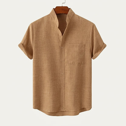 Herrenhemd mit Stehkragen und kurzen Ärmeln-Shirts for men-Alpenkind
