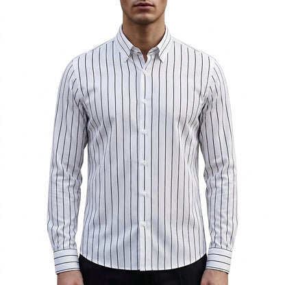 Herrenhemd mit Streifenmuster und Knopfleiste-Shirts for men-Alpenkind