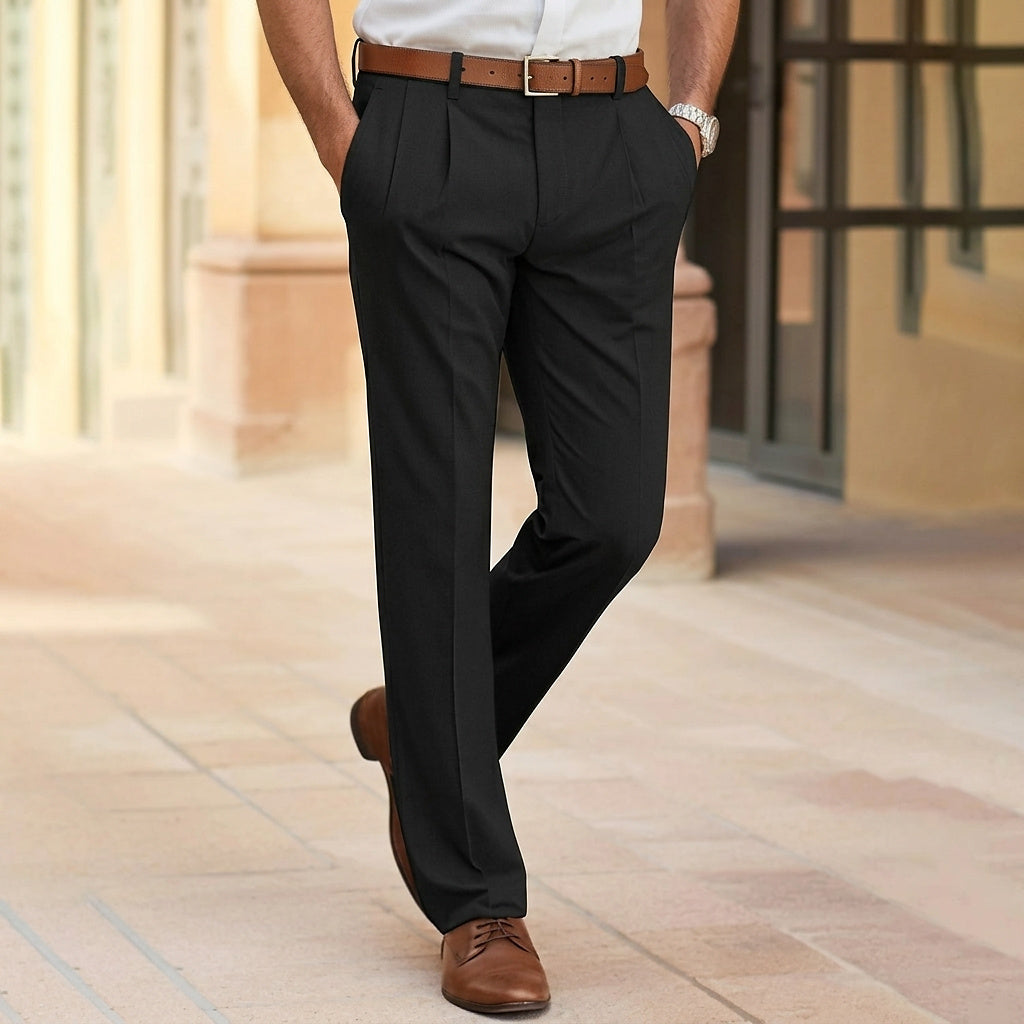 Herrenhose mit Bundfalten und geradem Bein-Pants for Men-Alpenkind