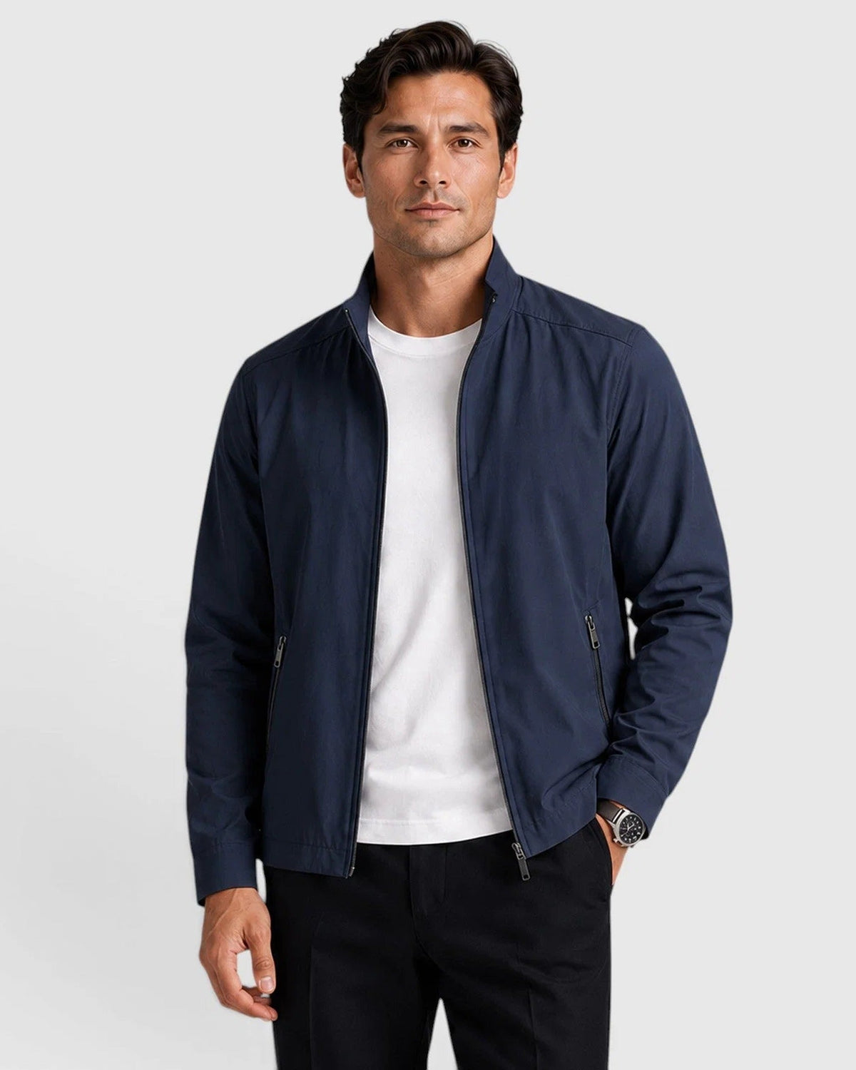 Herrenjacke mit Stehkragen und Reißverschluss-Jackets for men-Alpenkind