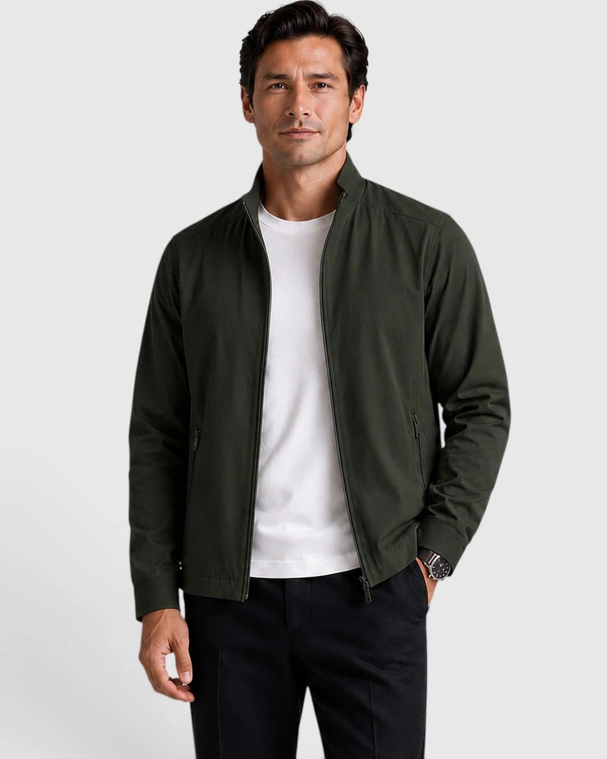 Herrenjacke mit Stehkragen und Reißverschluss-Jackets for men-Alpenkind