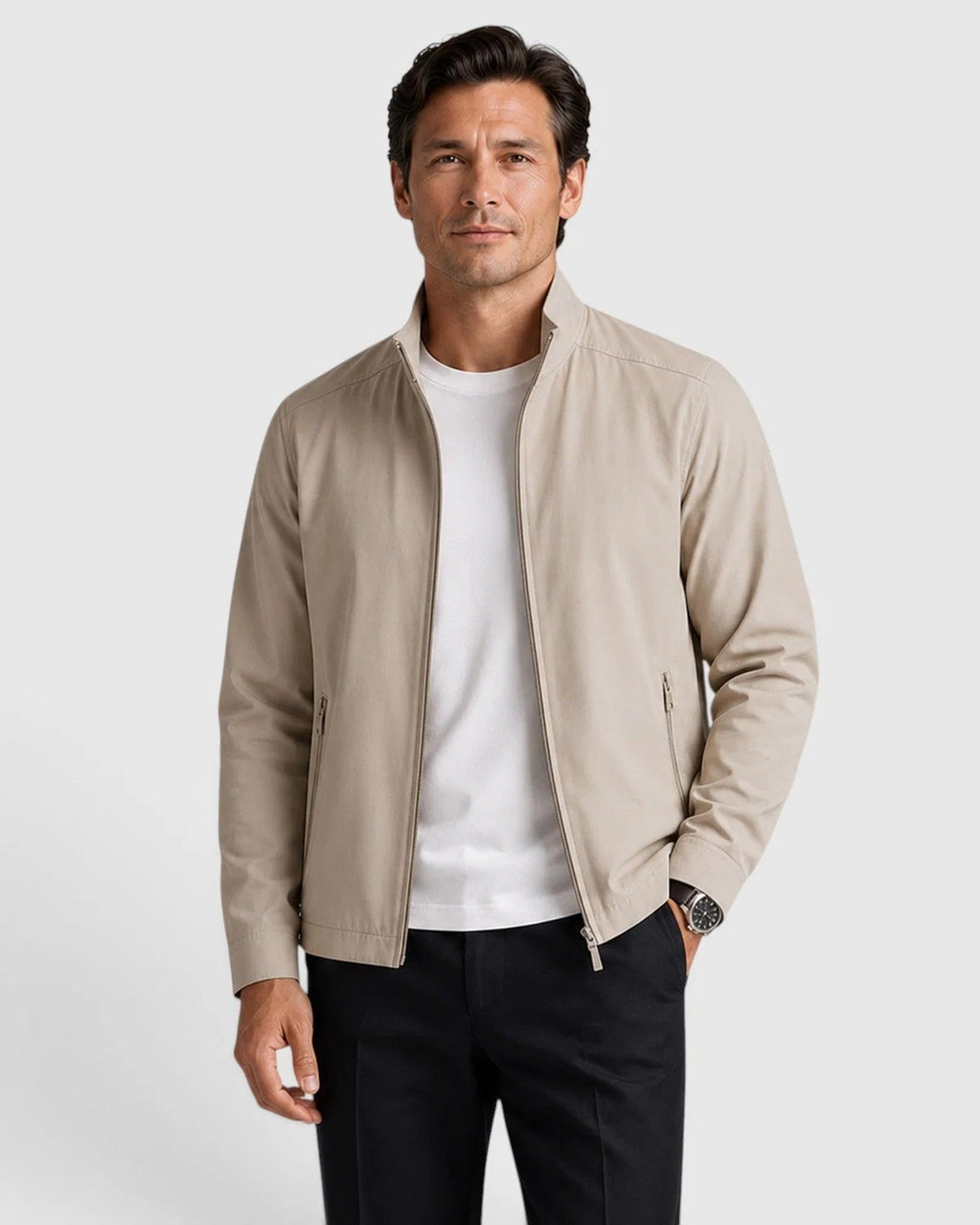 Herrenjacke mit Stehkragen und Reißverschluss-Jackets for men-Alpenkind