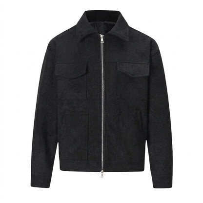 Herrenjacke mit Wildleder-Optik und Reißverschluss-Jackets for men-Alpenkind