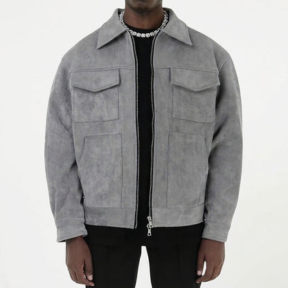 Herrenjacke mit Wildleder-Optik und Reißverschluss-Jackets for men-Alpenkind