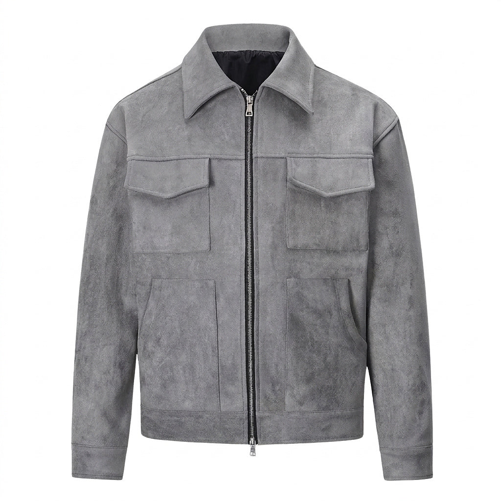 Herrenjacke mit Wildleder-Optik und Reißverschluss-Jackets for men-Alpenkind